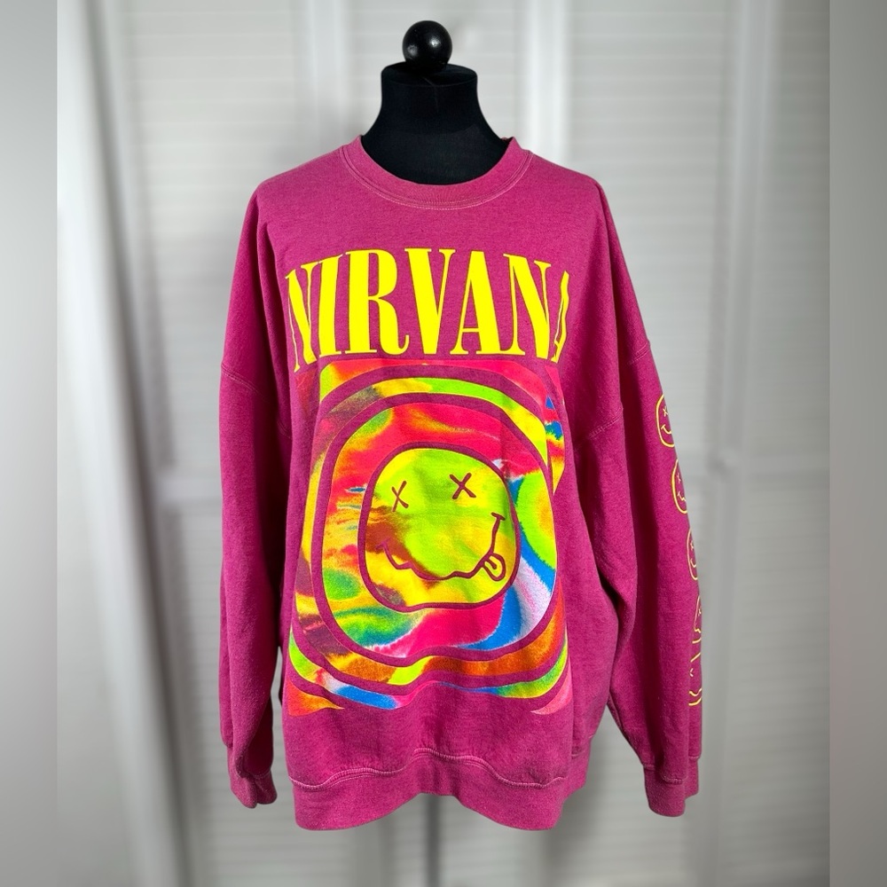 NIRVANA Pink Graphic oversized sweater